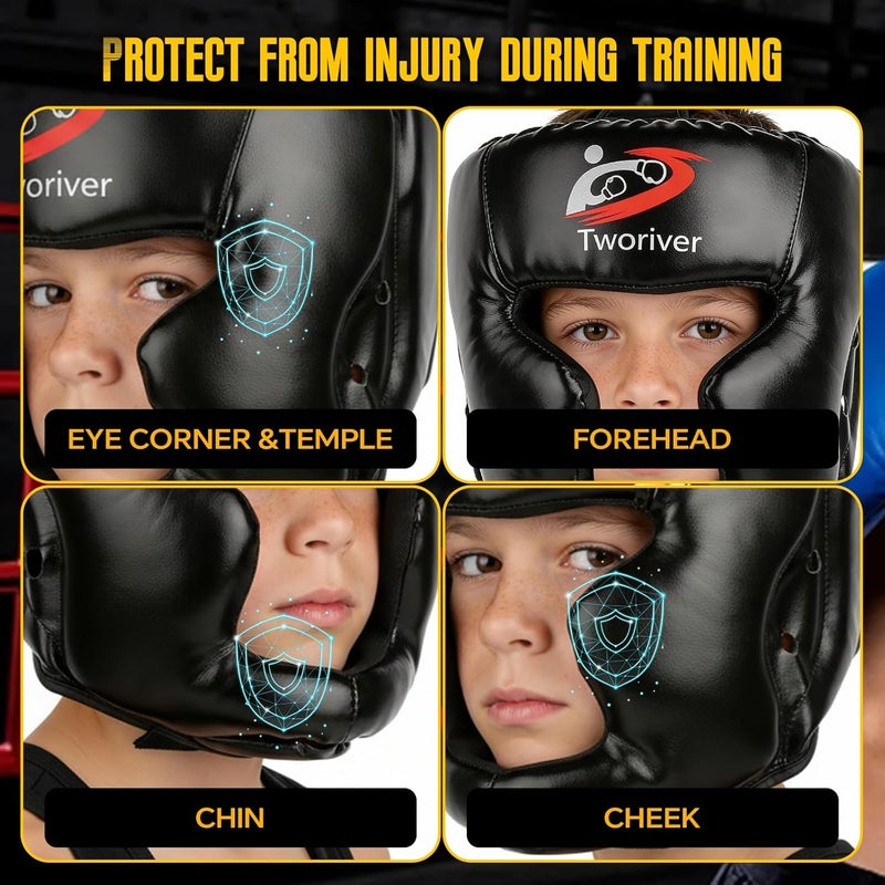 SANJOIN Boxing Headgear 1 Pack, Adjustable Boxing Head Gear Helmet for Adult Men & Kids, Closed-Type Safe, for MMA Sparring, Muay Thai, Kickboxing Training Gear, Strong Grip - Image 2